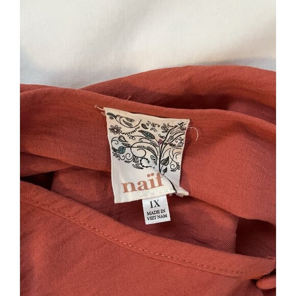 Näif‎ Women's Maxi Dress Button Front Coral Short Sleeve 1X - Picture 3 of 8